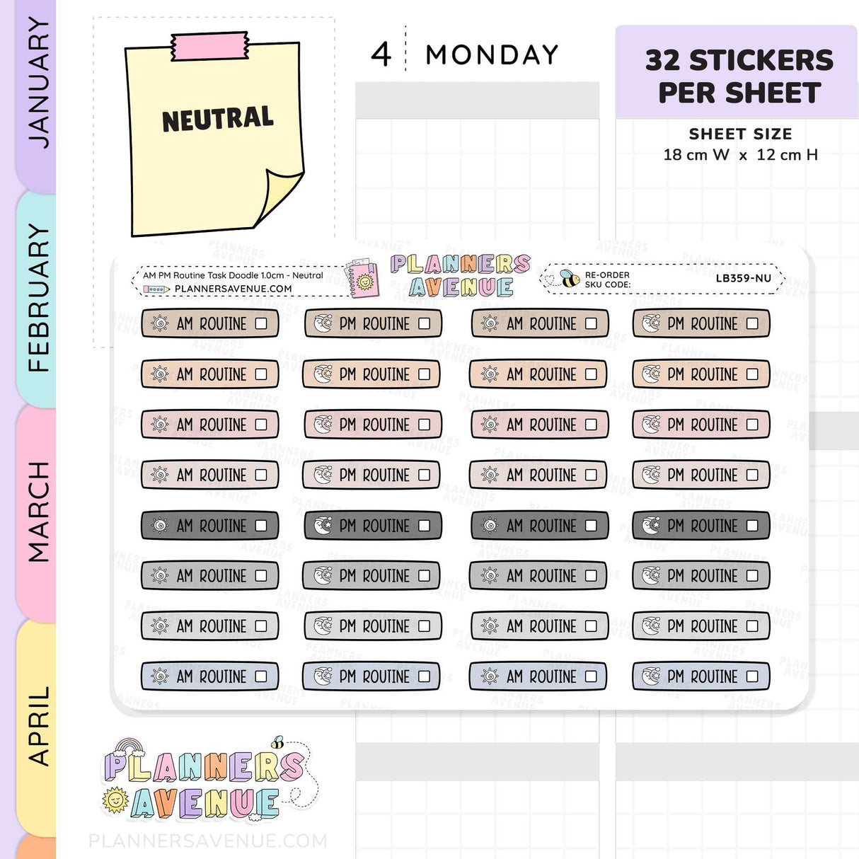 AM PM Routine Planner Stickers