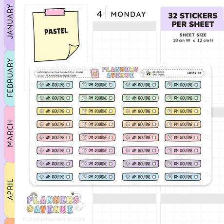 AM PM Routine Planner Stickers
