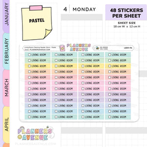 Living Room Cleaning Task Planner Stickers