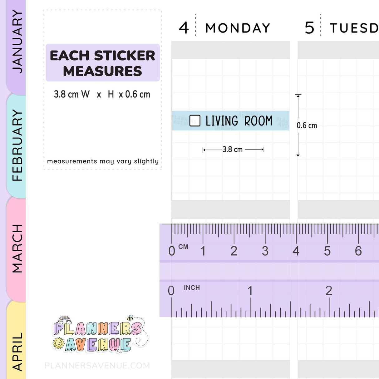 Living Room Cleaning Task Planner Stickers