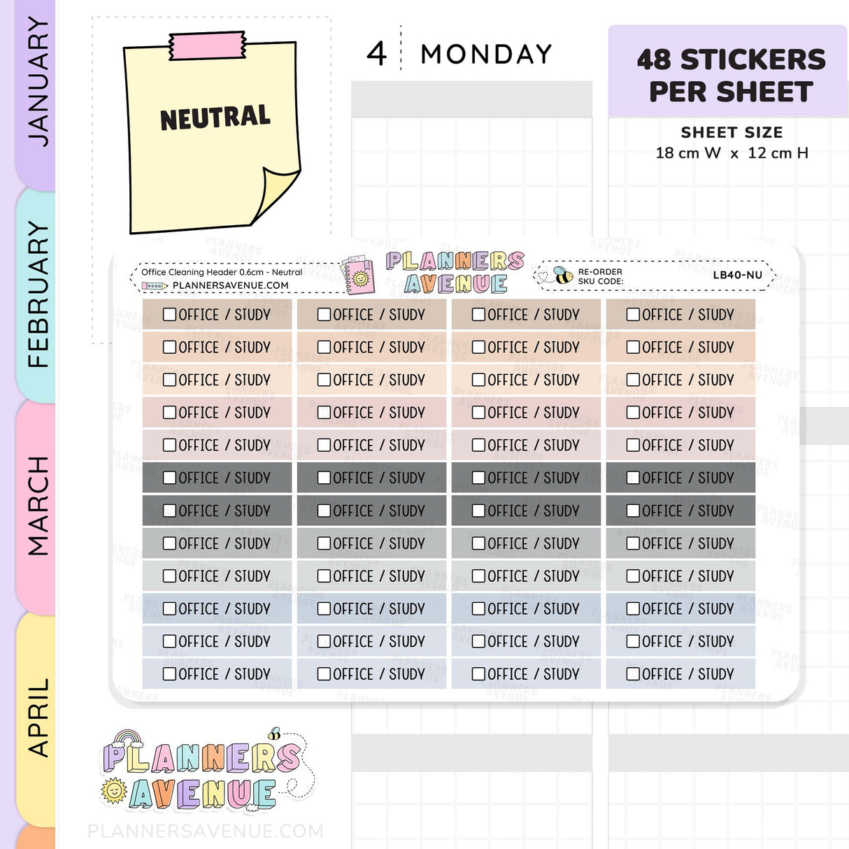 Office Cleaning Task Planner Stickers