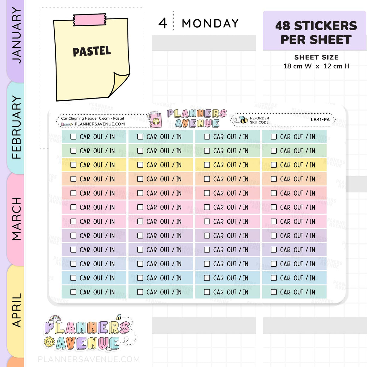 Car Cleaning Task Planner Stickers