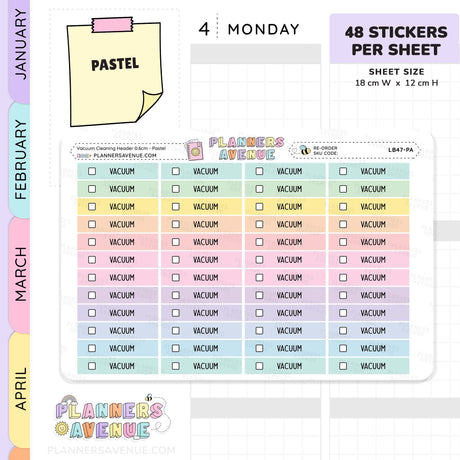 Vacuum Cleaning Task Planner Stickers