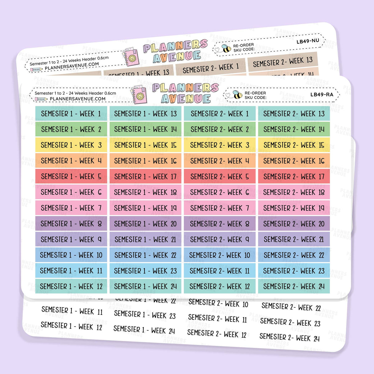 Semester 1 to 2 with 24 Weeks Header Stickers 