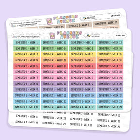Semester 1 to 2 with 24 Weeks Header Stickers 