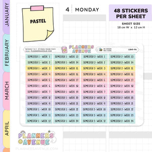 Semester 1 & 2 Week 1–24 Header Planner Stickers