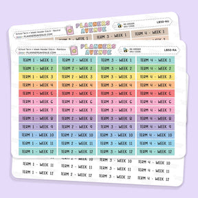 School Term Weeks Header Stickers featuring Term 1 to Term 12 