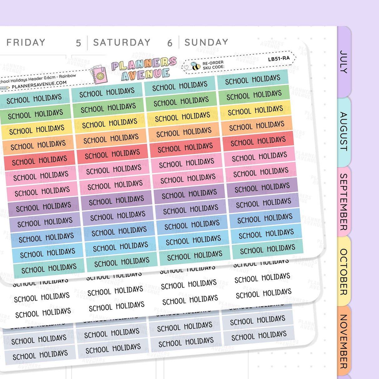 School Holiday Header Stickers
