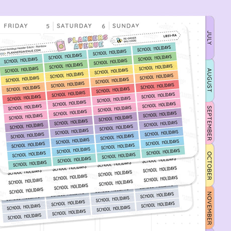 School Holiday Header Stickers