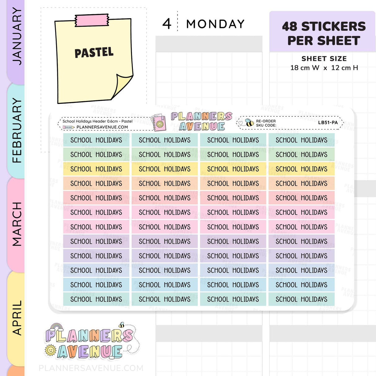 School Holiday Header Stickers