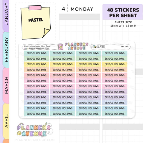 School Holiday Header Stickers