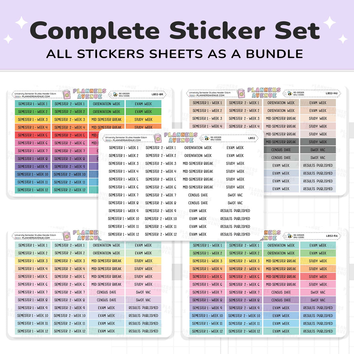 University Semester Header Stickers