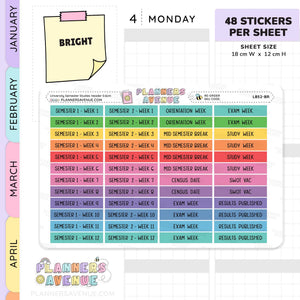 University Semester Header Stickers