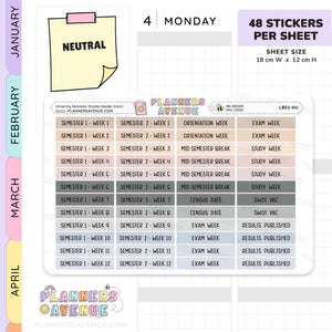 University Semester Header Stickers