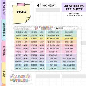 University Semester Header Stickers