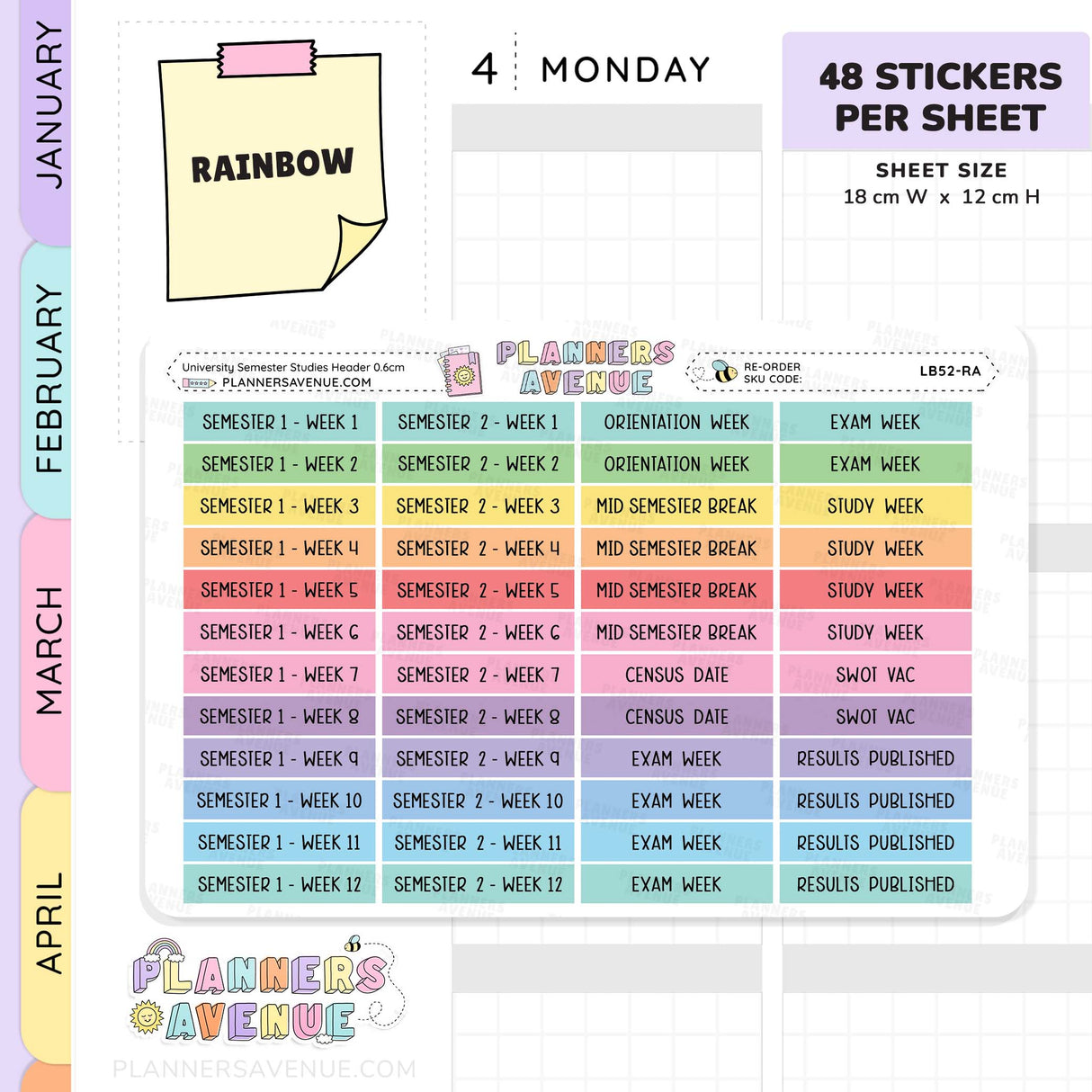 University Semester Header Stickers