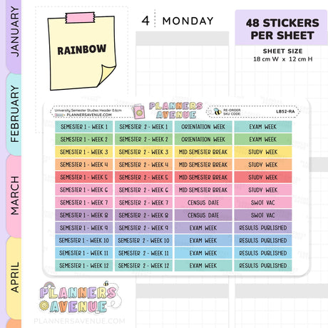 University Semester Header Stickers