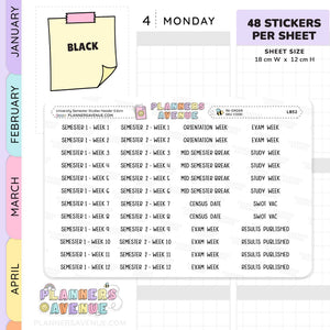 University Semester Header Stickers