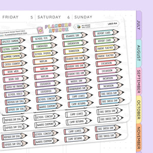 School Event Day Pencil Stickers