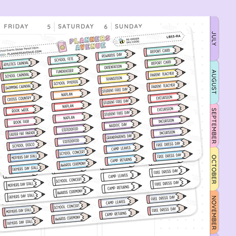 School Event Day Pencil Stickers