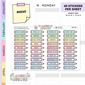 School Event Day Pencil Stickers