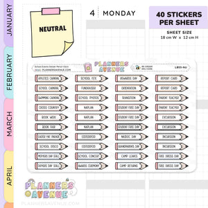 School Event Day Pencil Stickers