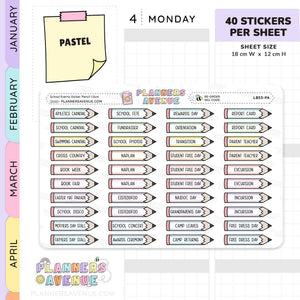 School Event Day Pencil Stickers