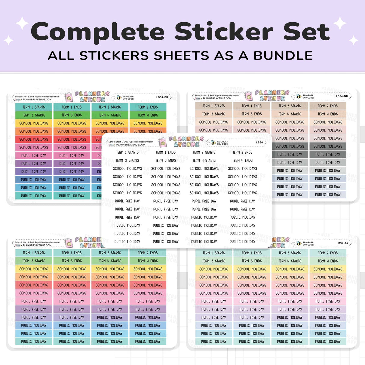 School Term Start & End Header Planner Stickers