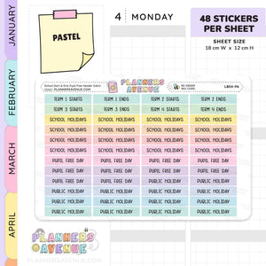 School Term Start & End Header Planner Stickers