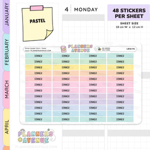 Dinner Header Planner Stickers