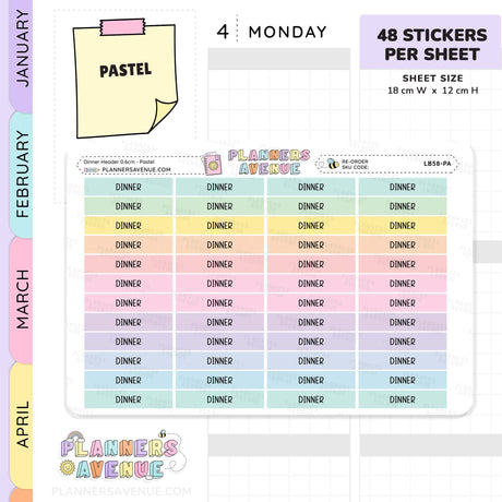 Dinner Header Planner Stickers