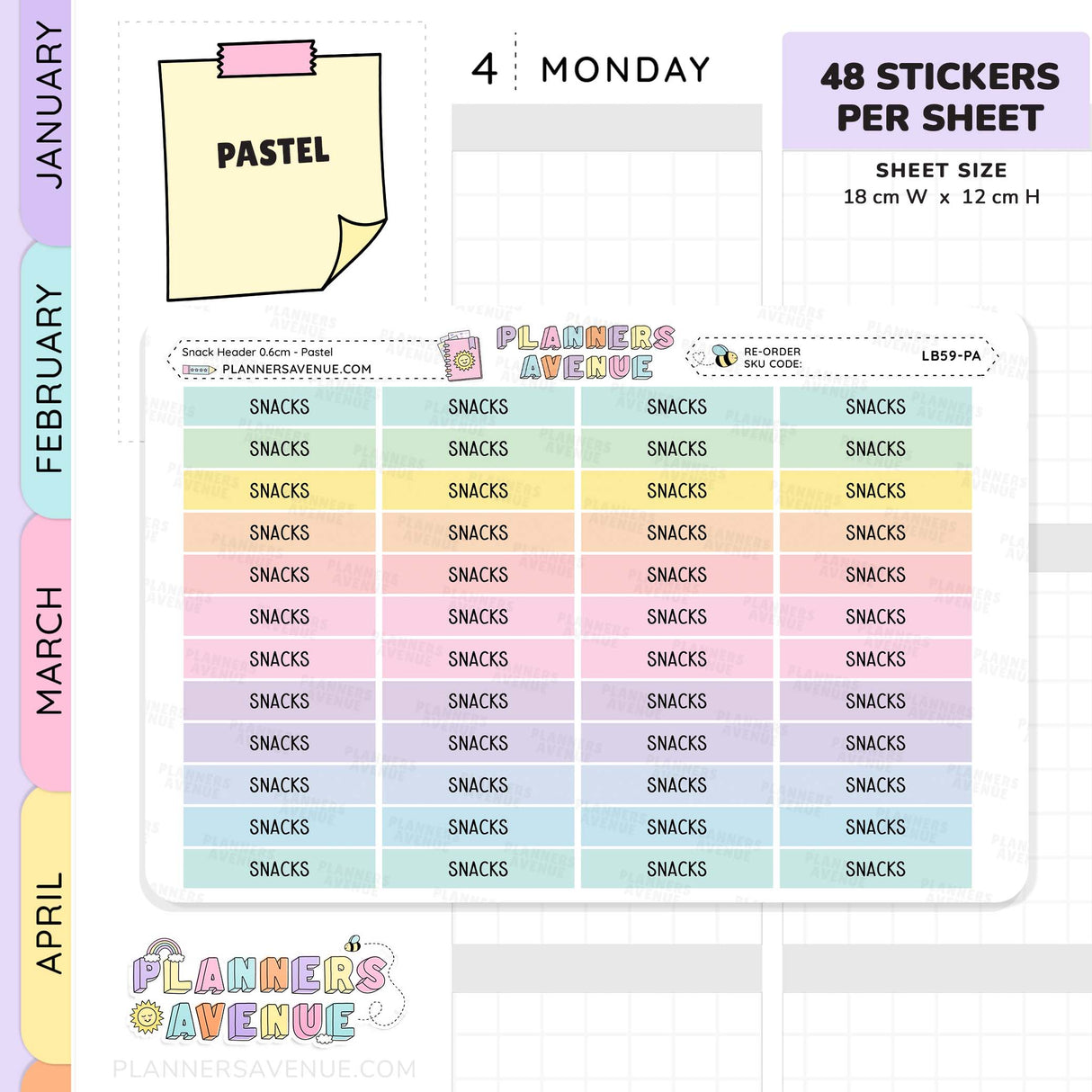 Snacks Header Planner Stickers