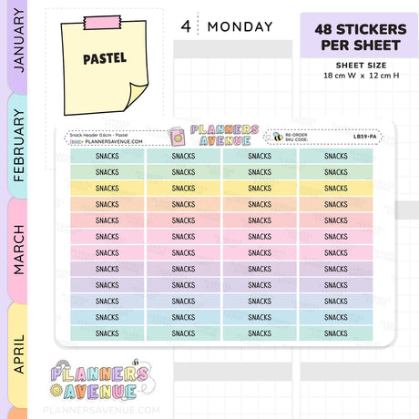Snacks Header Planner Stickers