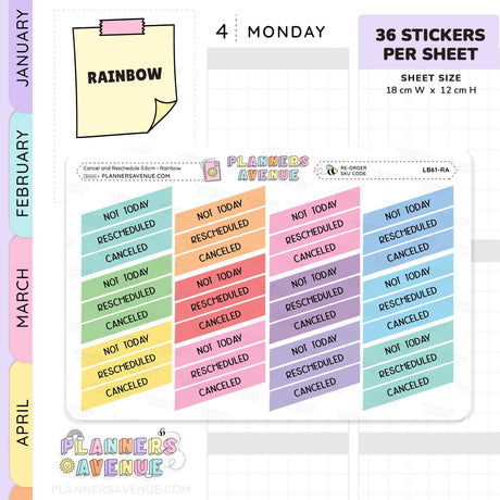 Cancel Reschedule Planner Stickers
