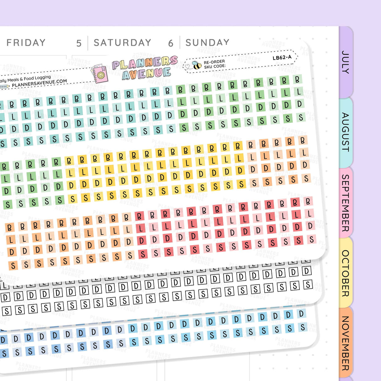 Meal Food Log Planner Stickers