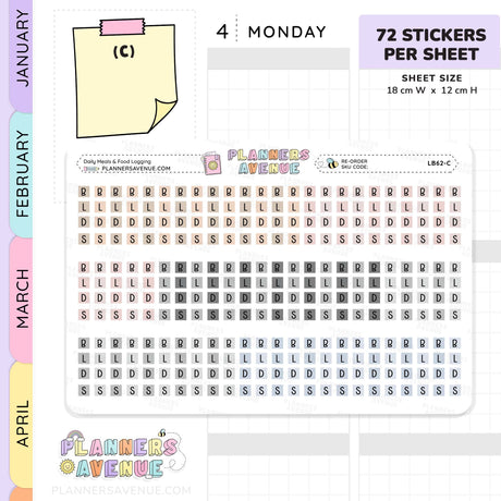 Meal Food Log Planner Stickers