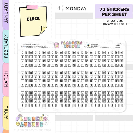 Meal Food Log Planner Stickers