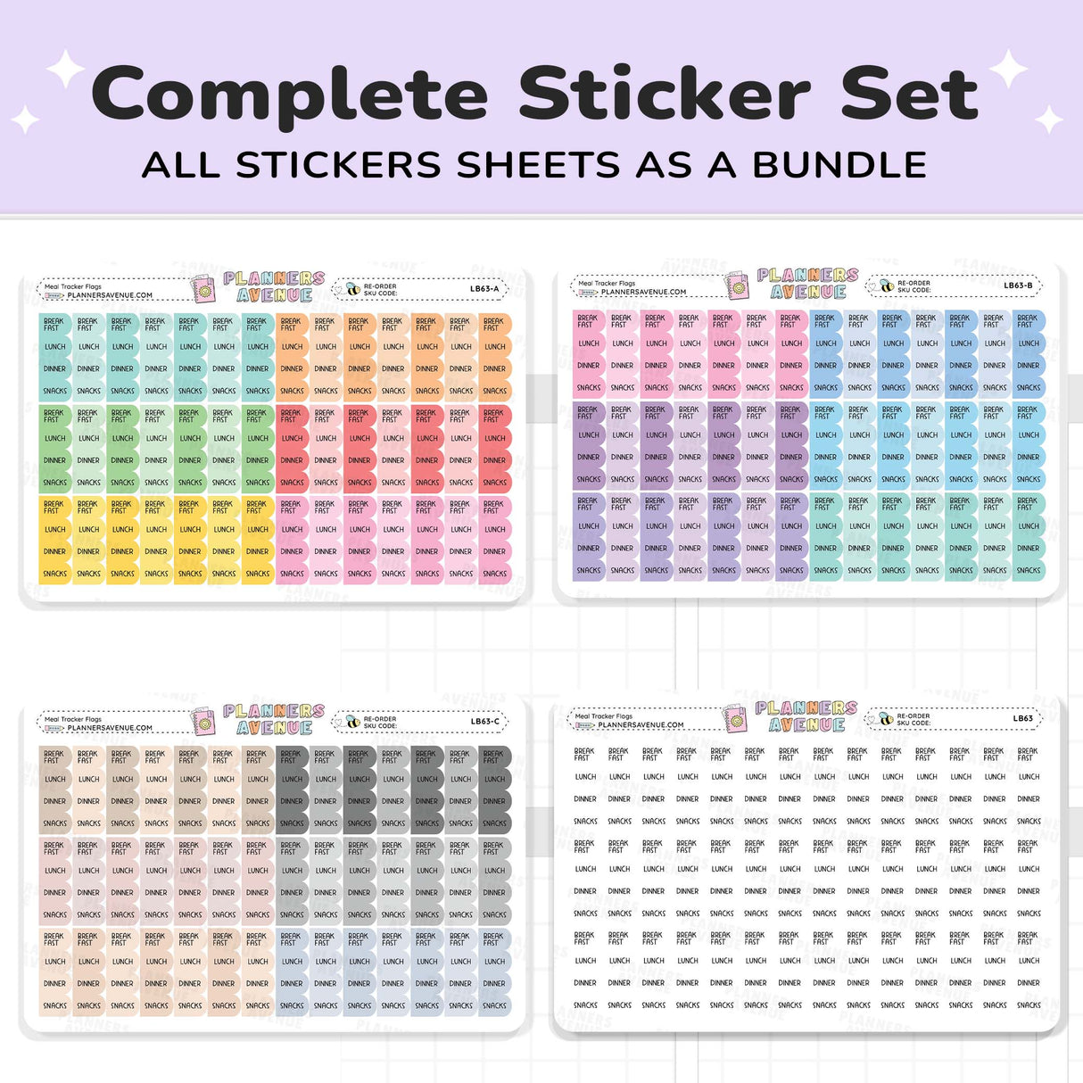 Meal Flags Tracker Planner Stickers