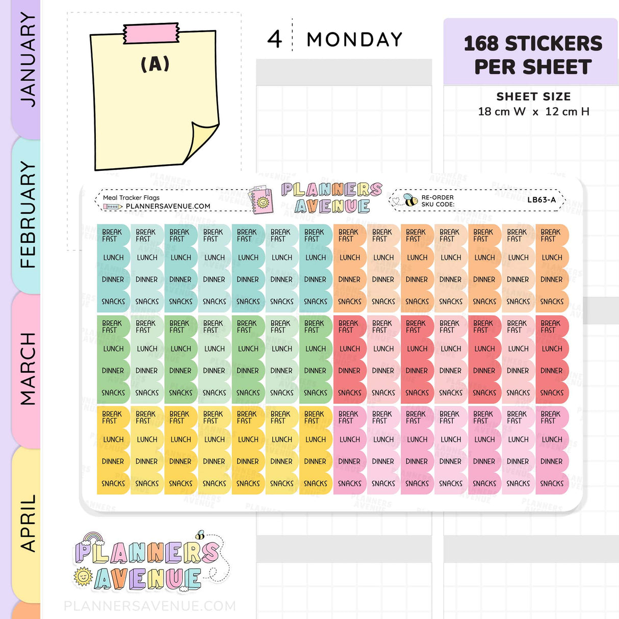 Meal Flags Tracker Planner Stickers