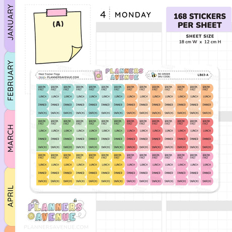Meal Flags Tracker Planner Stickers
