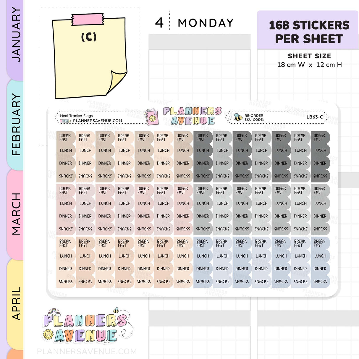 Meal Flags Tracker Planner Stickers
