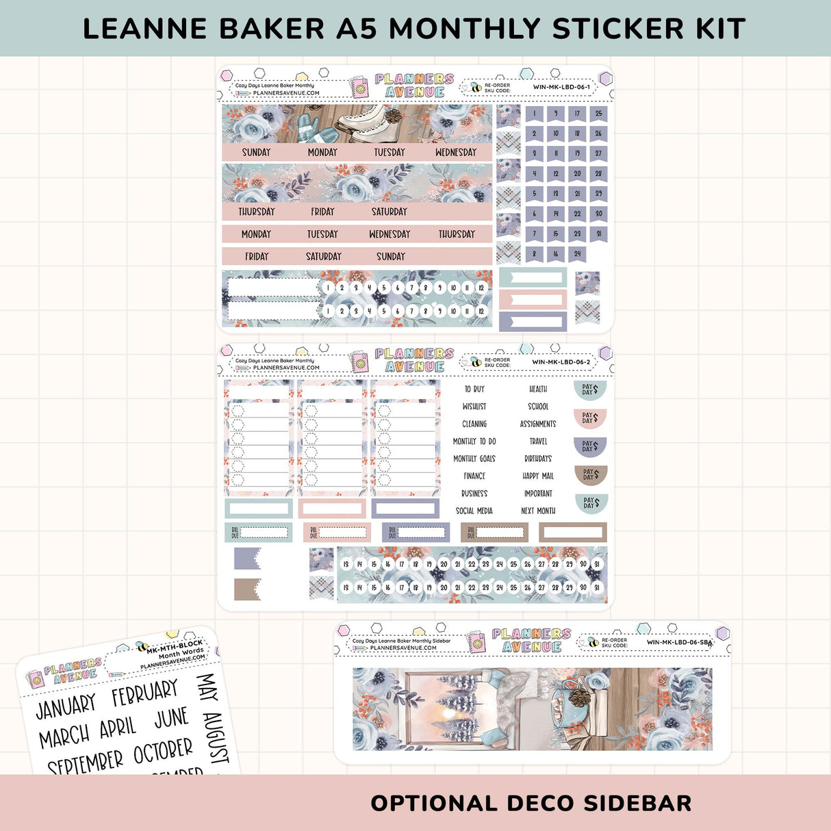 Cozy Days Leanne Baker Monthly Sticker Kit