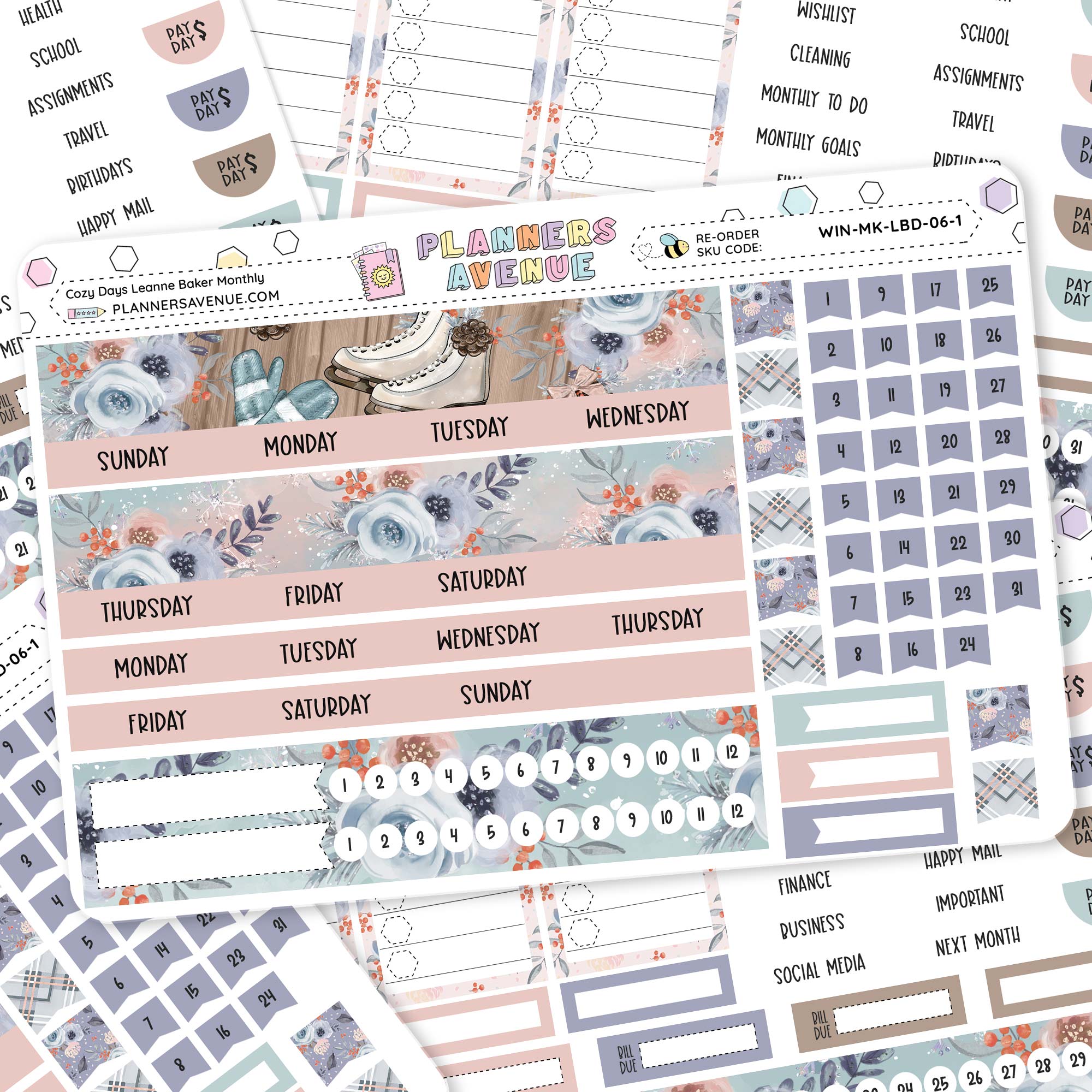Cozy Days Leanne Baker Monthly Sticker Foiled Kit
