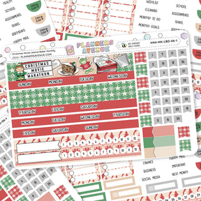 Christmas Movies Leanne Baker Monthly Sticker Kit Collection of planner stickers with Christmas theme on a white background