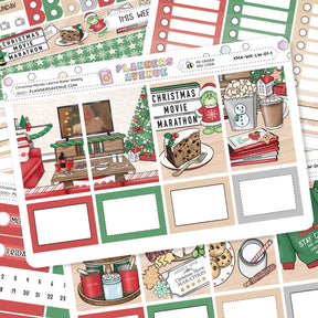 Christmas Movies Leanne Baker Weekly Sticker Kit Collection of Christmas-themed planner stickers with various designs on a white background.