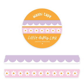 Lilac Scalloped and Pink Daisies Slim Washi Tapes Set by Little Lefty Lou