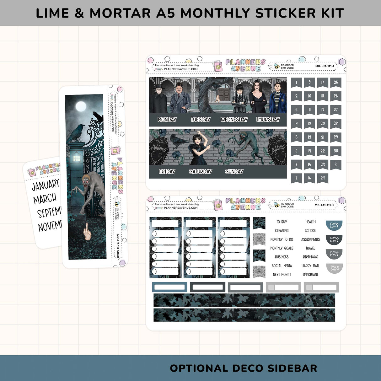Macabre Manor Lime Monthly Sticker Kit