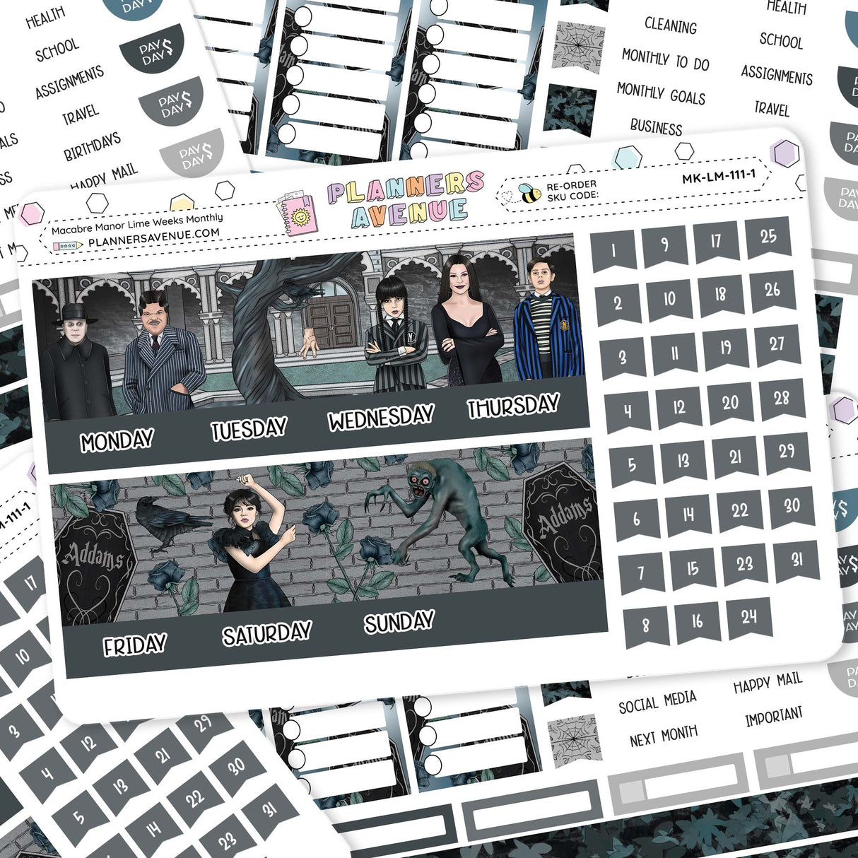 Macabre Manor Lime Monthly Sticker Kit