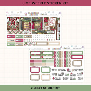 Lime Weekly Sticker Kit with various planner stickers on a white background