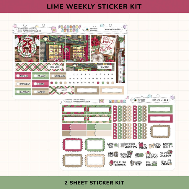 Lime Weekly Sticker Kit with various planner stickers on a white background